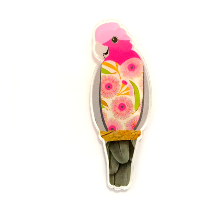 Galah Brooch by Smyle Made in Australia from recycled Acrylic