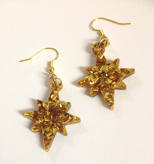 Golden Christmas star Dangles By Dianna of Rocklilywombats