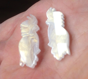 Cockatoo White with gold streaks Misty Glimmer studs By Dianna