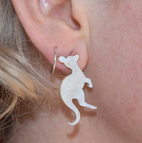Kangaroo studs white sparkle By Dianna
