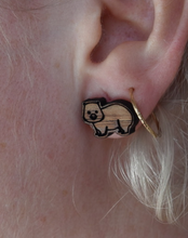 Load image into Gallery viewer, Heavenly wombats red wood  studs By Dianna