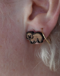 Heavenly wombats red wood  studs By Dianna