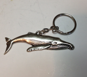 Whale Humpback Pewter Antique Silver Plated Key Ring: Peek-a-Boo