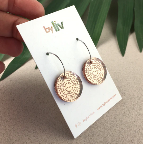I am ..Affirmation Small Hoops Rose Gold Mirror, By Liv