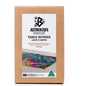 Justin Butler  Aboriginal design Table Runner, made in Australia