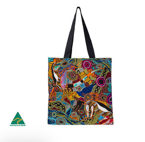 Justin Butler Aboriginal design Cotton Tote bag, made in Australia