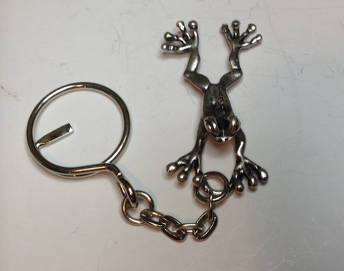 Frog Jumping  Pewter Antique Silver Plated Key Ring: Peek-a-Boo