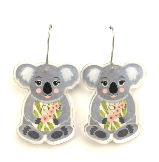 Chloe the Koala  Earrings  by Smyle Made in Australia from recycled acrylic