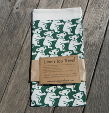 Load image into Gallery viewer, Koala Green Print on white Linen Tea Towel Made in Australia