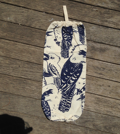 Kookaburra Blue Print Plastic Bag Holder Made in Australia