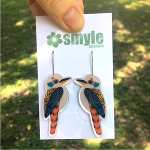 Kookaburra  Earrings  by Smyle Made in Australia from recycled acrylic