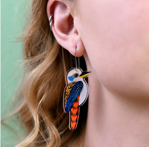 Kookaburra  Earrings  by Smyle Made in Australia from recycled acrylic