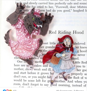 Little Red Riding Hood & The Wolf  Brooch SET by Gorydorky