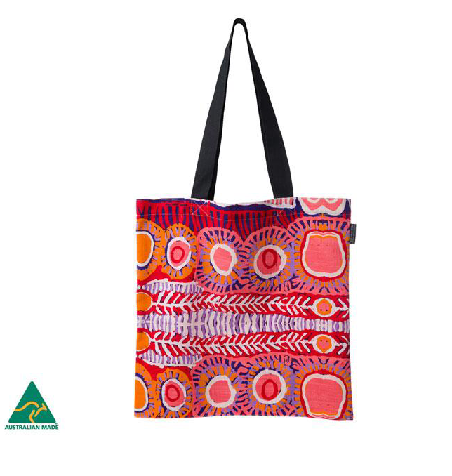 Murdie Morris Red/pink Aboriginal design Cotton Tote bag, made in Australia
