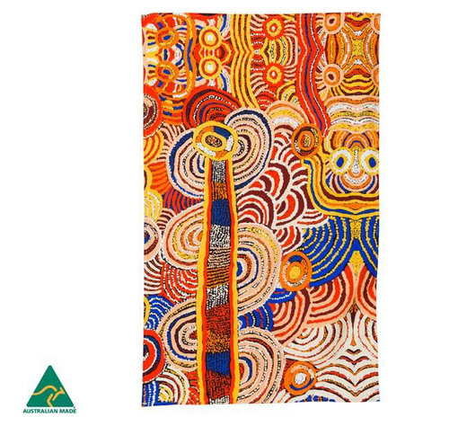 Nora Davidson Aboriginal design tea towel, made in Australia