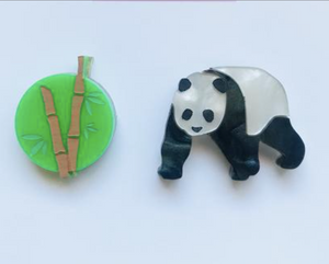 Panda and Bamboo Statement Studs  by Mox + co