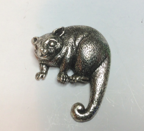 Possum Brooch Pewter Antique  Silver Plated: Peek -a -Boo