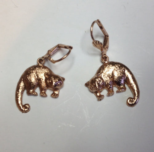 Possum Pewter Earrings copper Plated: Peek -a-Boo