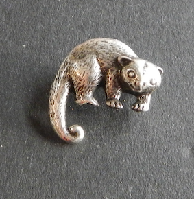 Possum Small Pewter Brooch Antique silver : Peek- a- Boo