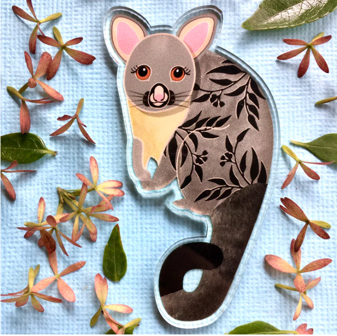 Lou - Lou  the Possum Brooch by Smyle Made in Australia from recycled acrylic