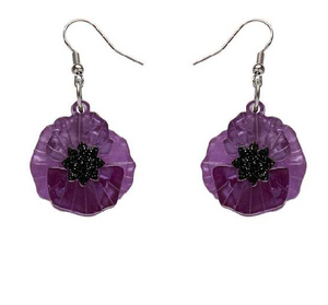 Purple Poppy field  for peace Drop Earrings Erstwilder