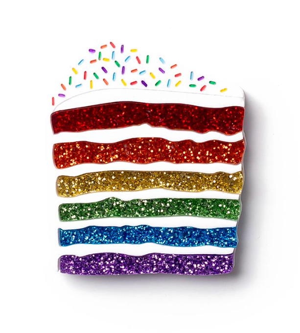 Rainbow Cake Slice Brooch - Glitter By Martini Slippers