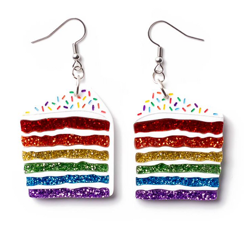 Rainbow Cake Slice Earrings - Glitter By Martini Slippers