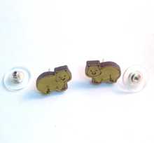 Load image into Gallery viewer, Heavenly wombats  gold wood  studs By Dianna