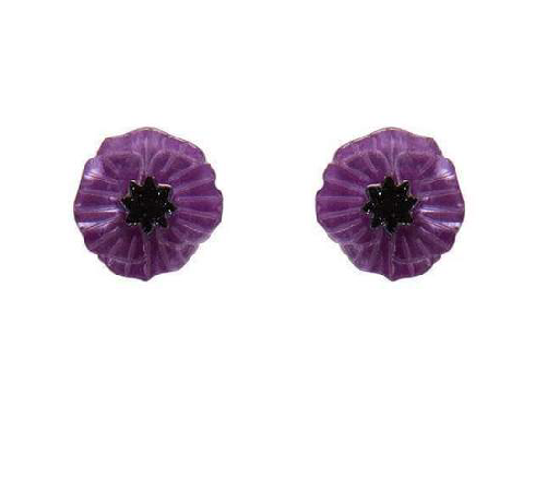 Purple Poppy field  for peace stup Earrings Erstwilder