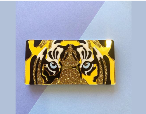 Tiger Eye Brooch  GOLD mirror by Mox + Co x