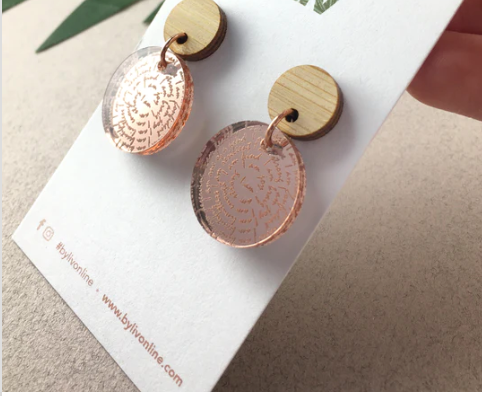 I am ..Affirmation Small Dangles Rose Gold Mirror, By Liv