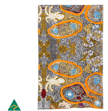 Load image into Gallery viewer, Elaine Lane Aboriginal design Golden tea towel, made in Australia