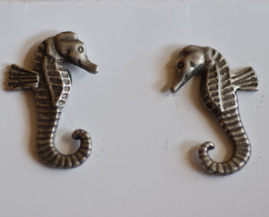 Sea Horse Pot bellied pewter Antique silver plated cufflinks- Peek a boo