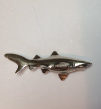 Load image into Gallery viewer, Shark Grey Nurse Brooch Pewter  Antique Silver Plated:Peek - a Boo