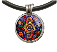 Load image into Gallery viewer, Sisters picking wildflowers pendant round allegria rocklilywombats