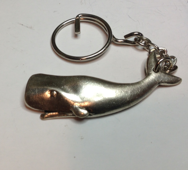 Whale Sperm  Pewter Antique Silver Plated Key Ring: Peek-a-Boo