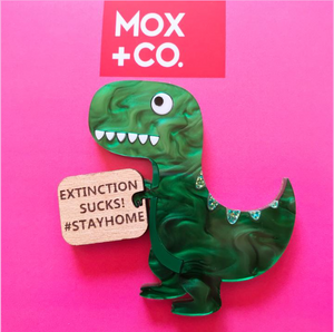 Stay at home Dino Brooch   by Mox + co