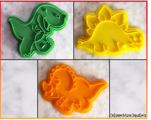 A T-Rex, Stegosaurus, Triceratops  Set of 3 cookie Cutter 3D printed Made in Australia.