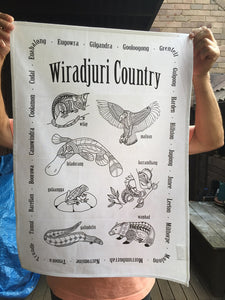 Wiradjuri Tea Towel Designs by Wiradjuri Artist Keistie Peters & Larry Brandy 50% Cotton / Linen