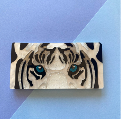 Tiger Eye Brooch  White by Mox + Co x
