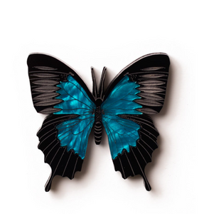 Ulysses Butterfly Marble Acrylic blue Brooch By Martini Slippers.