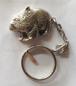 Wombat  Pewter Antique Silver Plated Key Ring