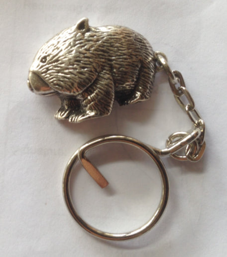 Wombat  Pewter Antique Silver Plated Key Ring