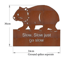 Load image into Gallery viewer, Flora Wombat Rusted steel Garden art  By Dianna at Rocklilywombats NEW SIZE (includes postage in Aust ) International freight extra