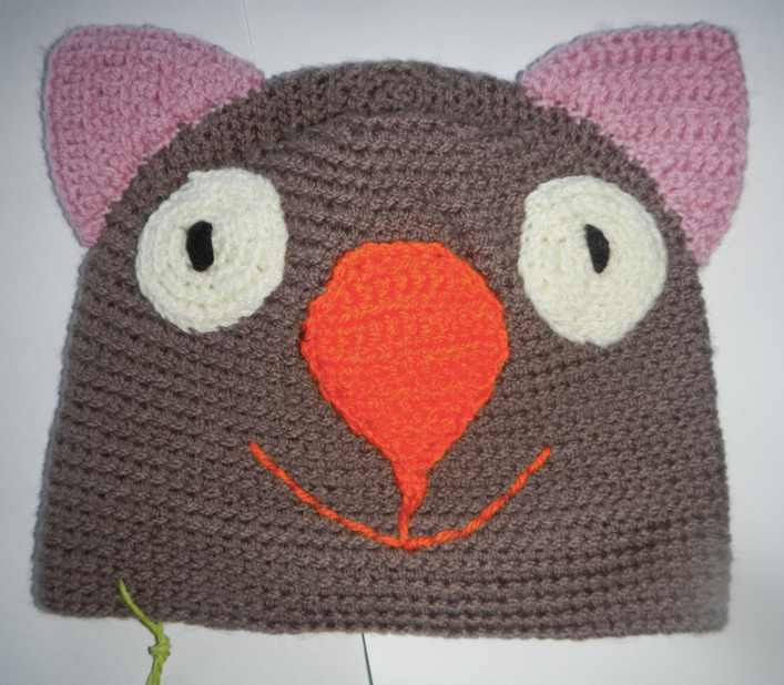 Drop bear, Wombat, Koala Hat 100% wool 7 - 12 X  Small Adult: Brown Pink