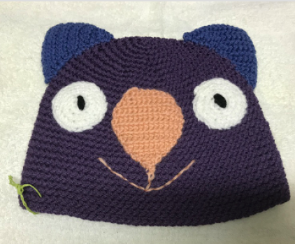 Drop bear, Wombat, Koala Hat  100% wool  7 - 12X Small Adult:  Purple blue