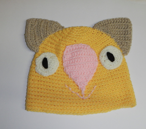 C 1-2. Drop bear, Wombat, Koala  Hat 100% Wool Child: 1 - 2   yrs  Yellow sage