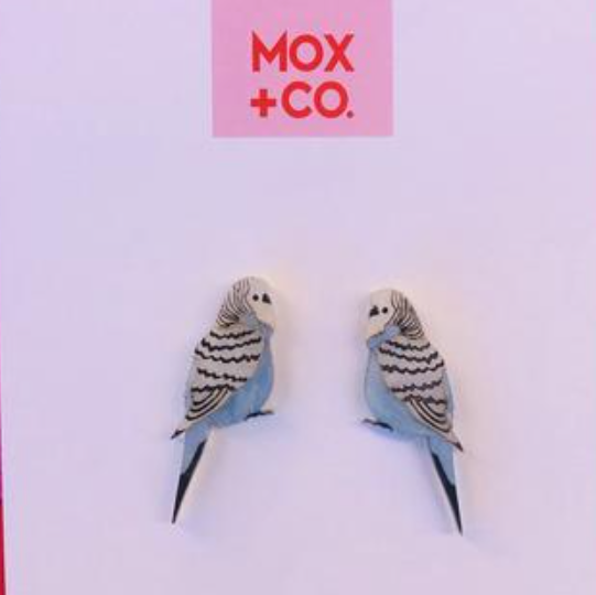Budgie Blue studs  by Mox + co