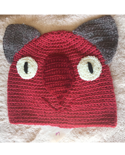 kM. Wombat Beanie, hat 100% wool  Small -Medium Adult: Dk Pink brown red
