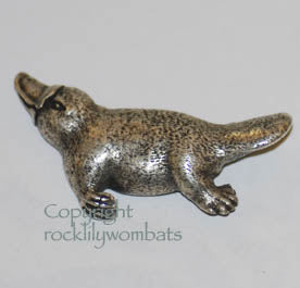 Platypus Side Pewter Brooch Silver Plated